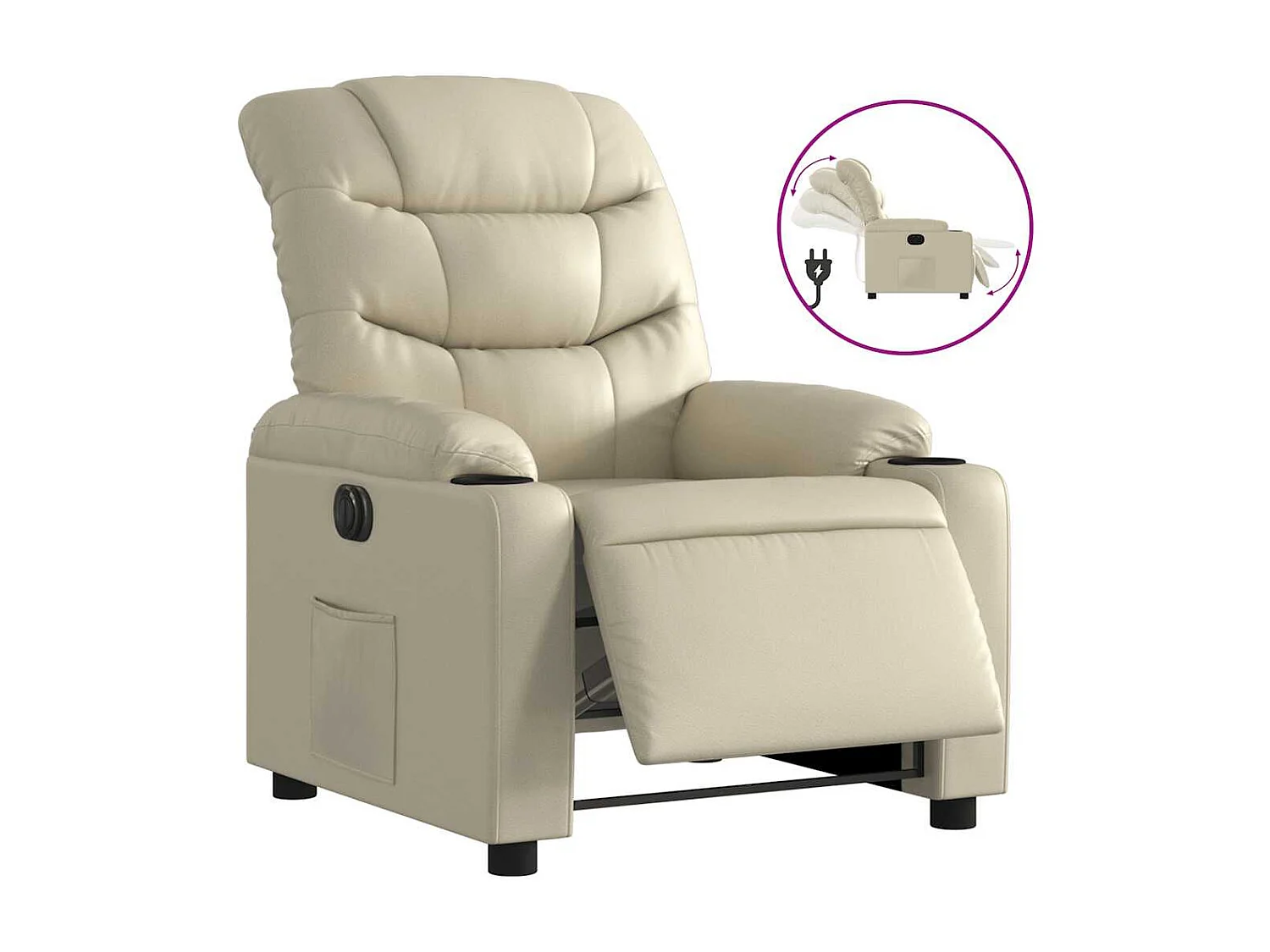 Fauteuil inclinable électrique-Chaise de relax-Fauteuil salon Crème Similicuir SHL945