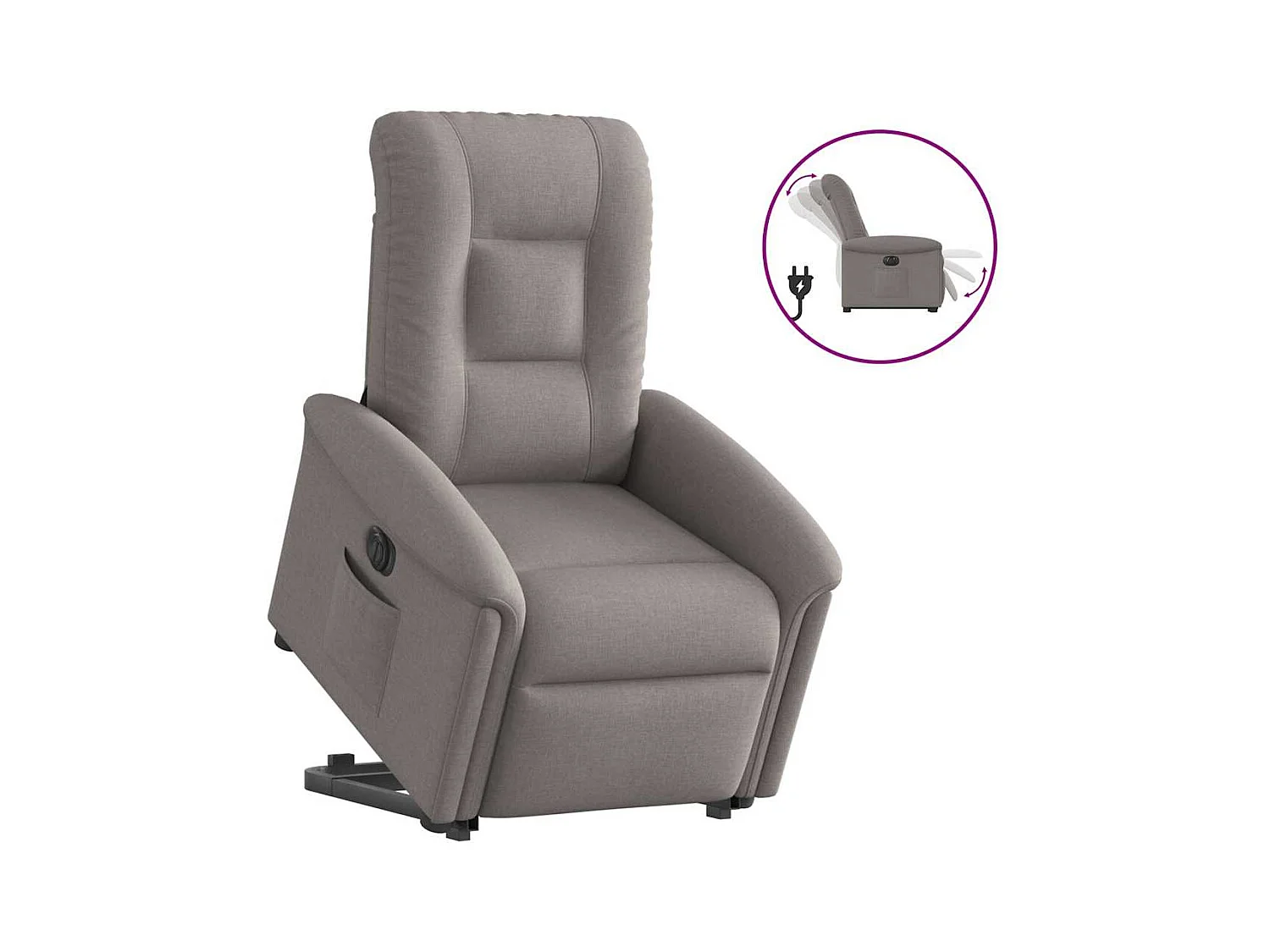 Silla de relax | Sillón eléctrico reclinable elevable de tela gris taupe SHL2238