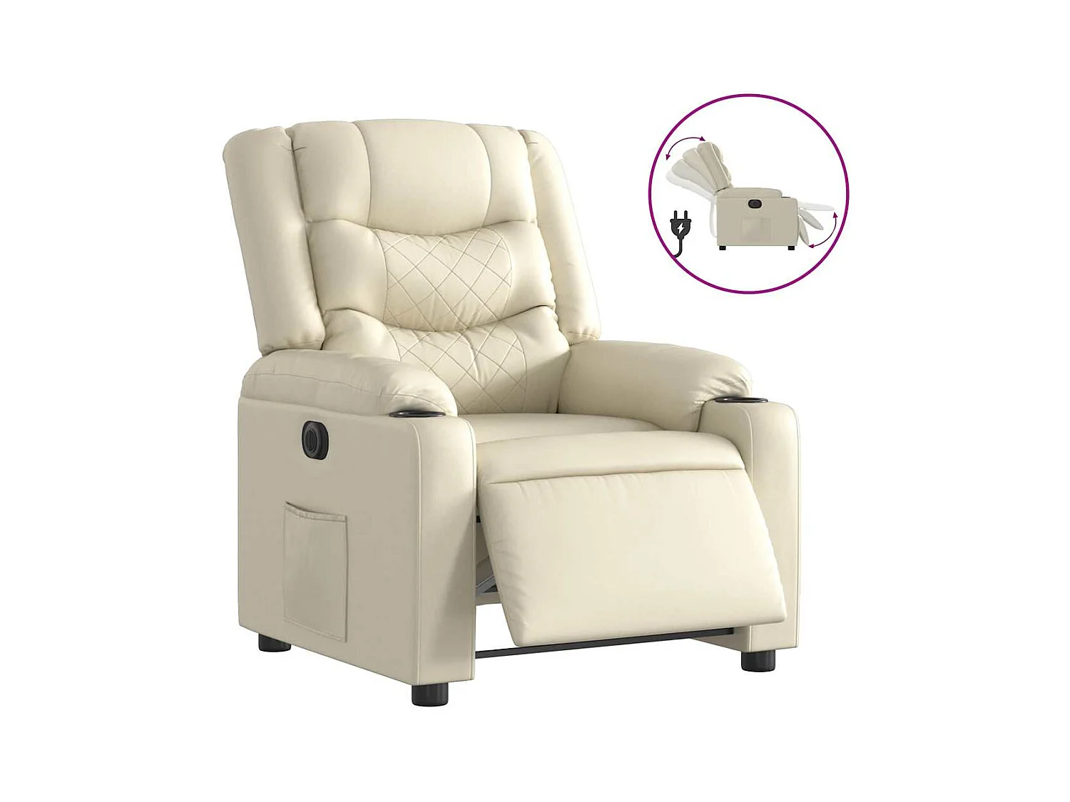 Sillón de relax | Silla | Sillón reclinable eléctrico de cuero sintético crema SHL9583
