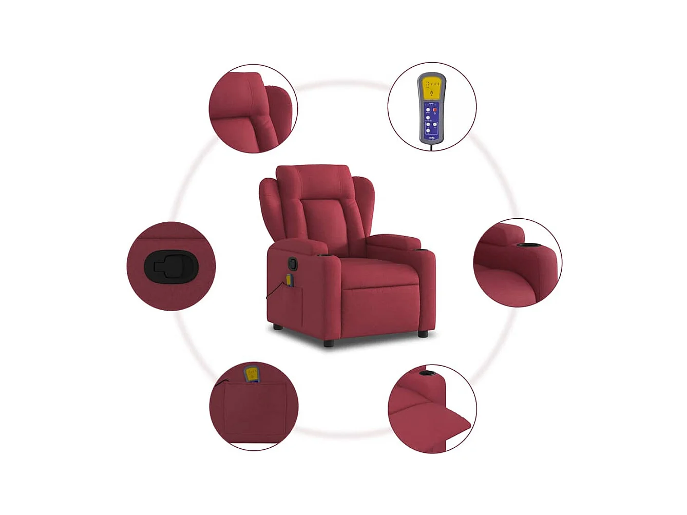 Sillón de salón | Silla | Sillón de masaje reclinable de tela color vino tinto SHL2901