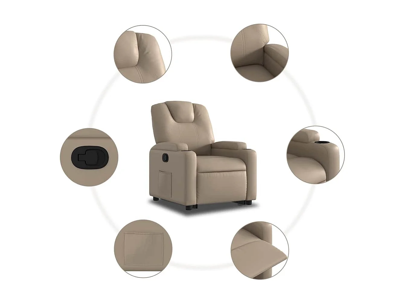 Fauteuil inclinable-Chaise de relax-Fauteuil salon Cappuccino Similicuir SHL2317