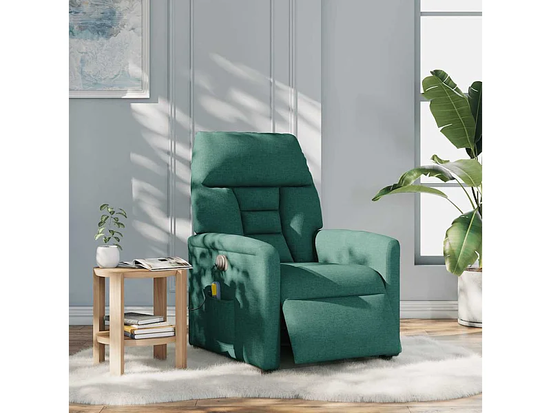 Sillón de relax | Sillón reclinable de masaje eléctrico tela verde oscuro SHL9972