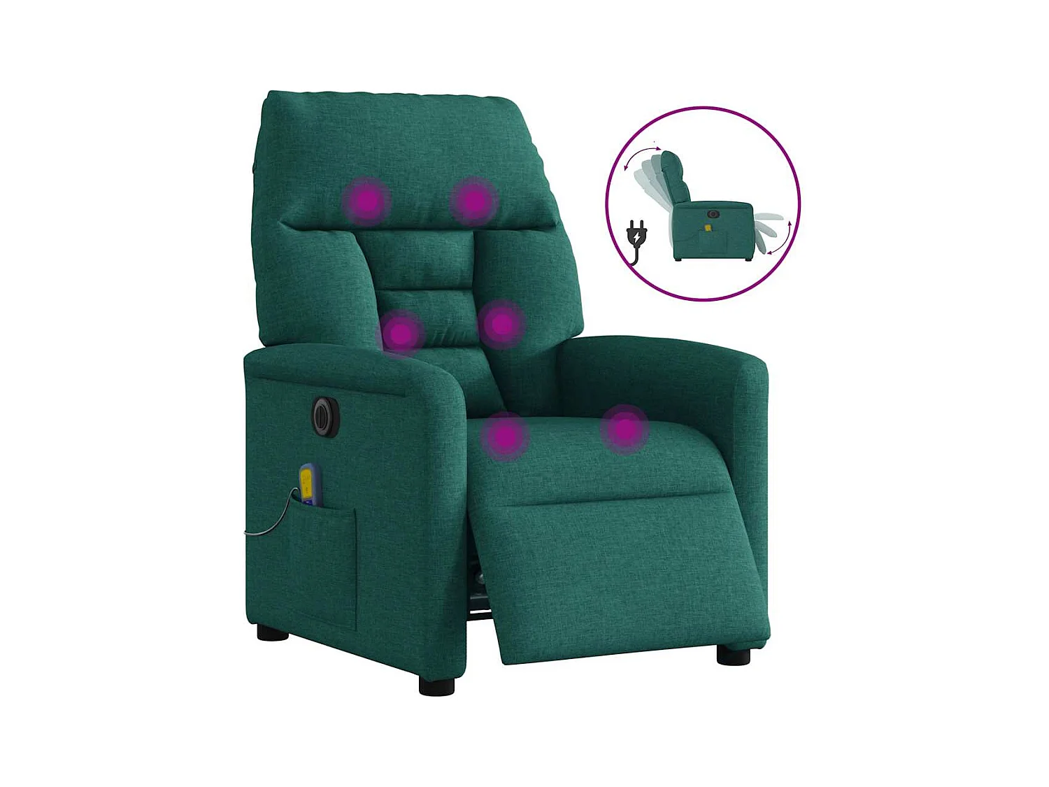 Sillón de relax | Sillón reclinable de masaje eléctrico tela verde oscuro SHL9972