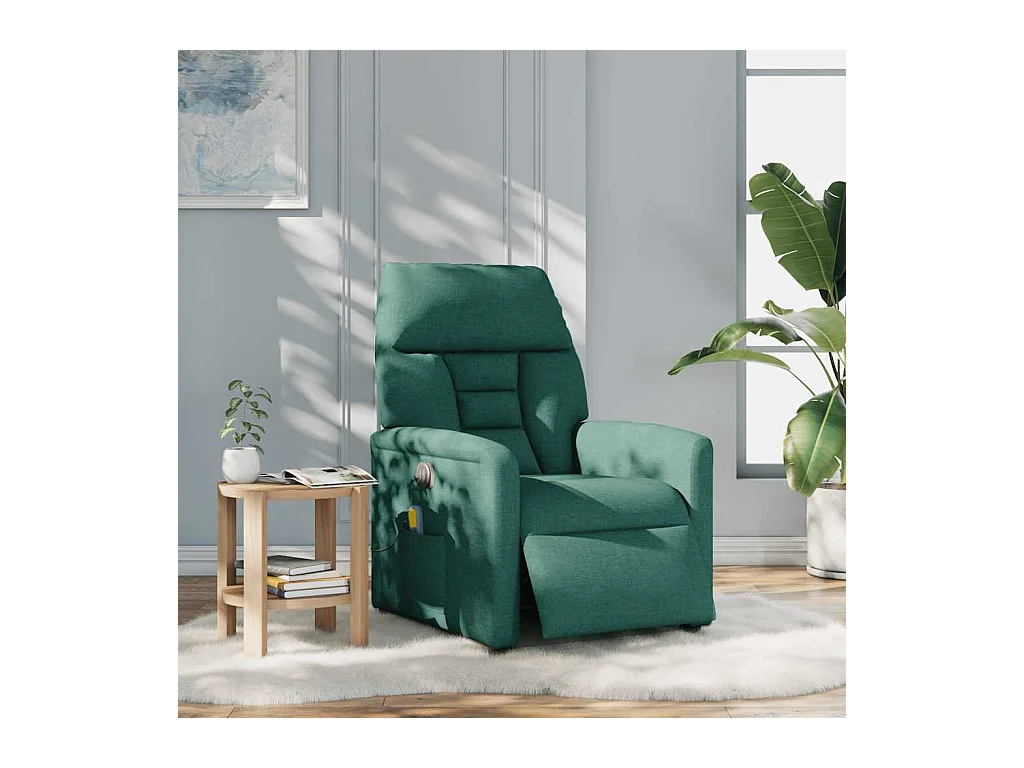 Fauteuil inclinable électrique-Fauteuil de massage de Salon Vert foncé Tissu SHL3589