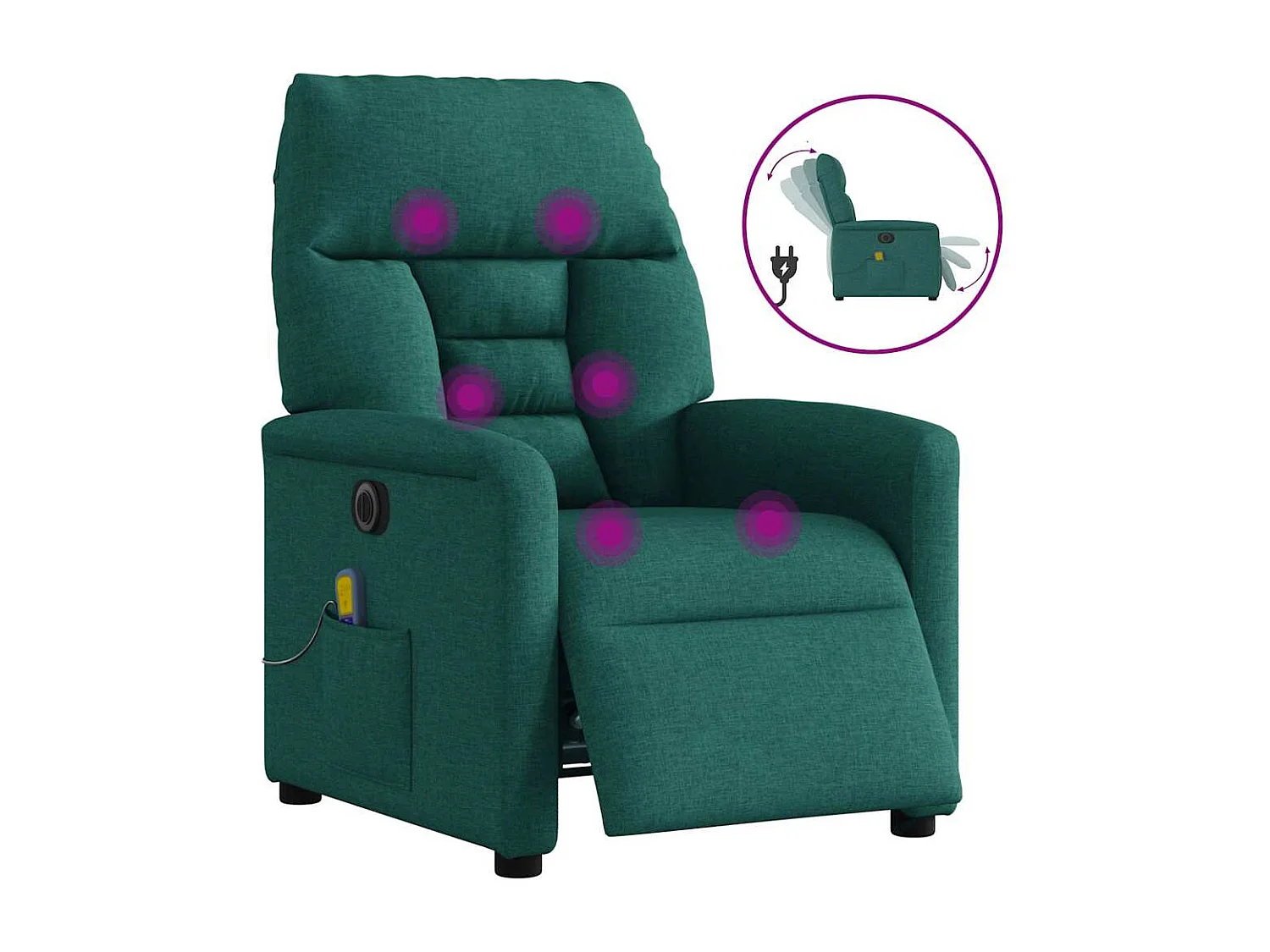 Fauteuil inclinable électrique-Fauteuil de massage de Salon Vert foncé Tissu SHL3589