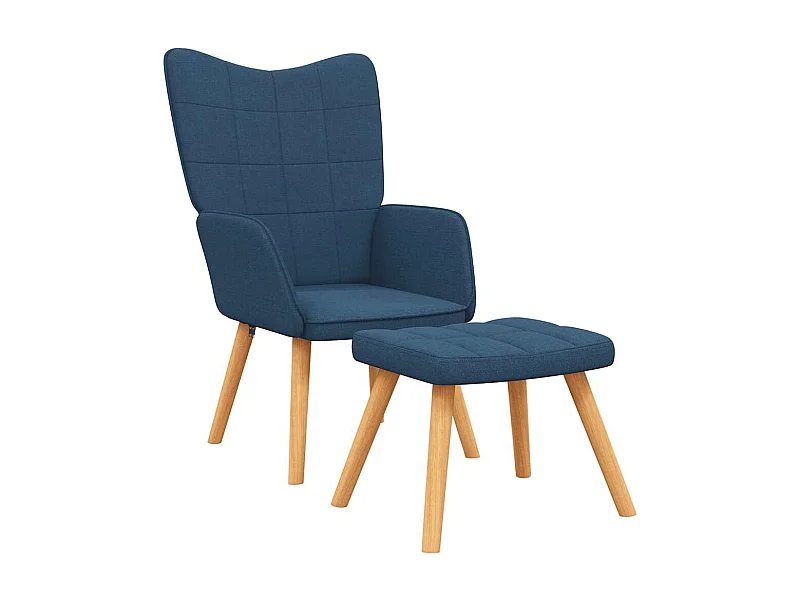 Chaise de relaxation moderne avec tabouret-Fauteuil de Salon Bleu Tissu SHL2703