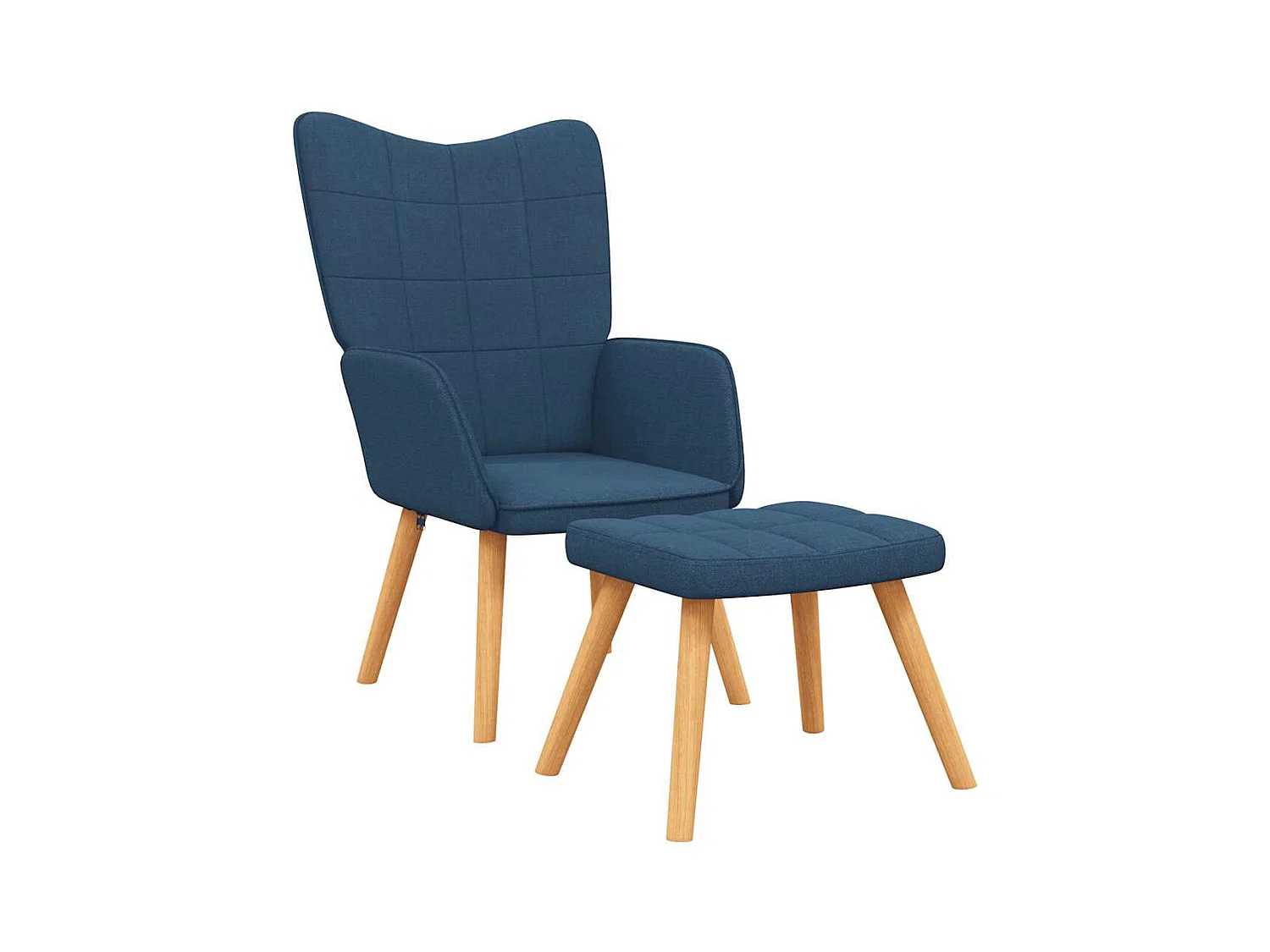 Chaise de relaxation moderne avec tabouret-Fauteuil de Salon Bleu Tissu SHL2703