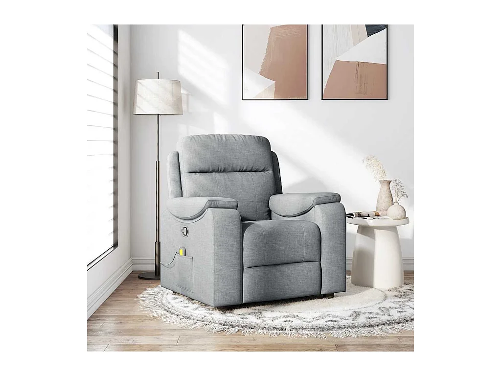 Sillón de relax | Sillón reclinable de masaje de tela gris claro SHL6895
