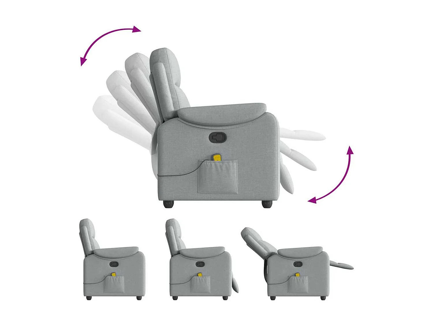 Sillón de relax | Sillón reclinable de masaje de tela gris claro SHL6895