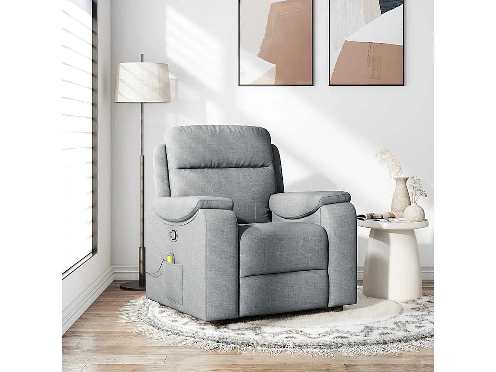Sillón de relax | Sillón reclinable de masaje de tela gris claro SHL6895