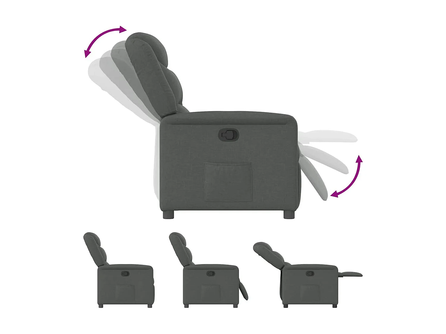 Poltrona Reclinável | Poltrona Confortável Relax tecido cinzento-escuro SHL27671