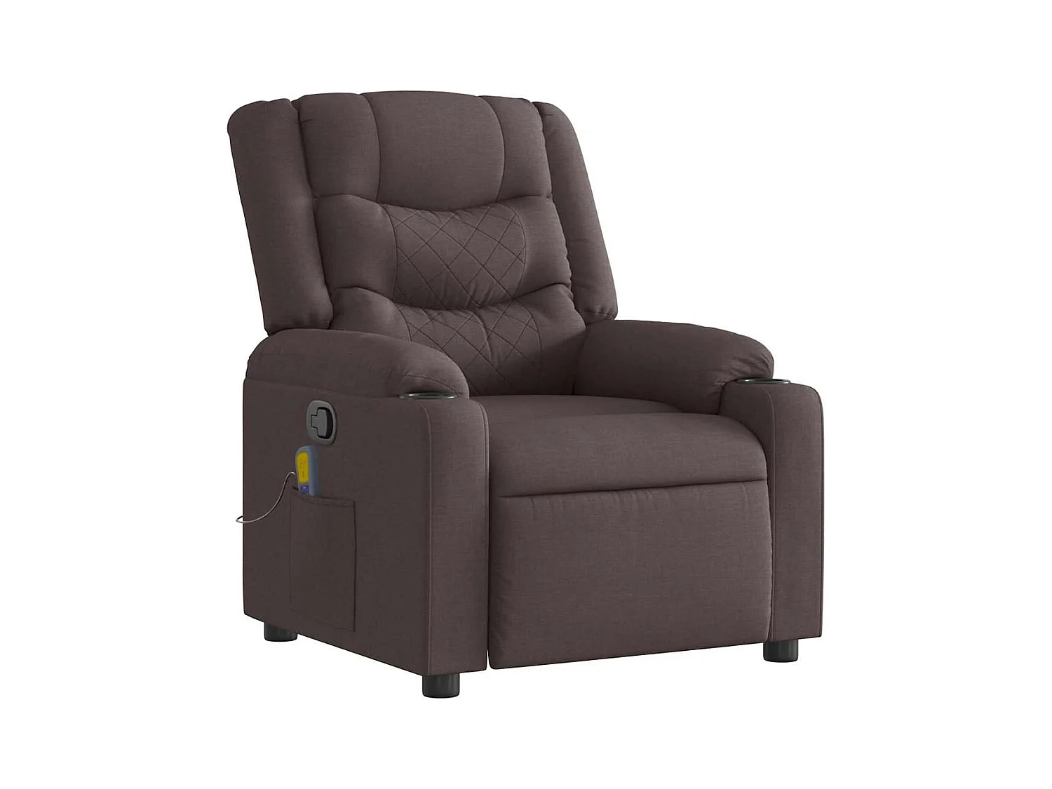 Fauteuil inclinable-Chaise de relax-Fauteuil de Massage Marron foncé Tissu SHL4333