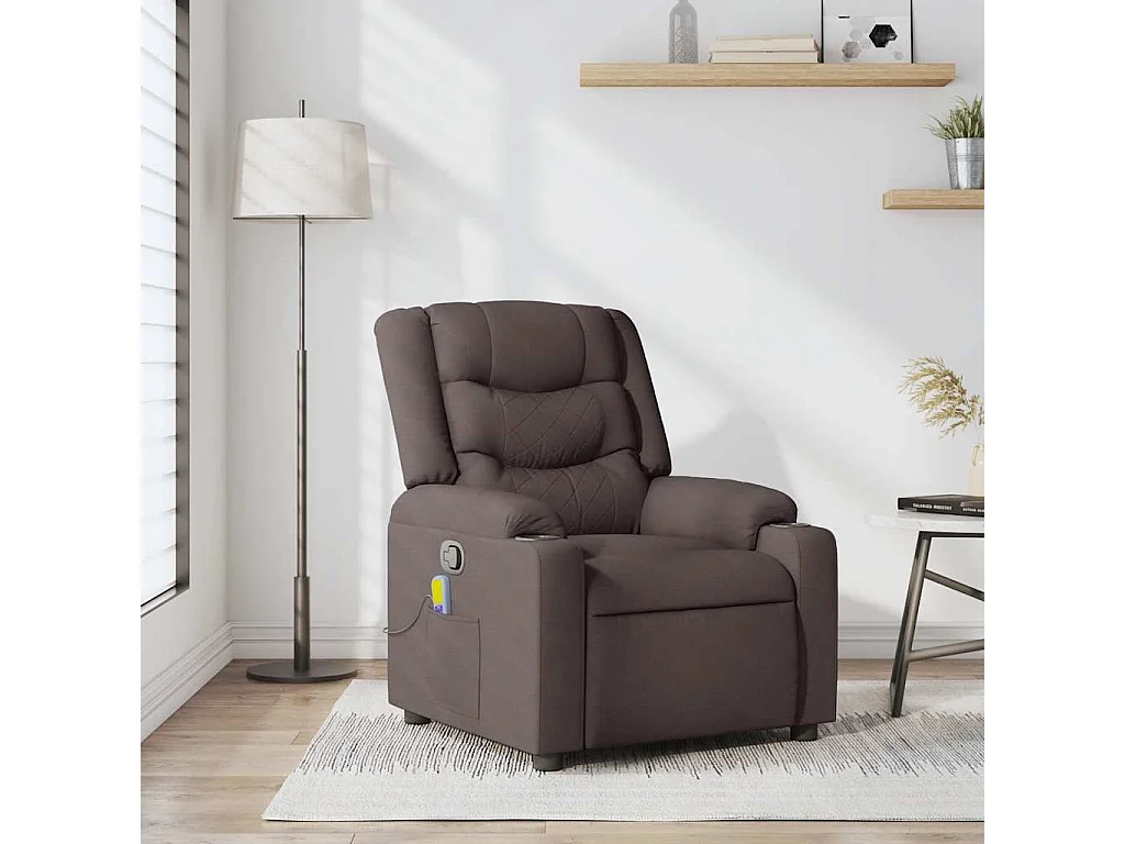 Fauteuil inclinable-Chaise de relax-Fauteuil de Massage Marron foncé Tissu SHL4333