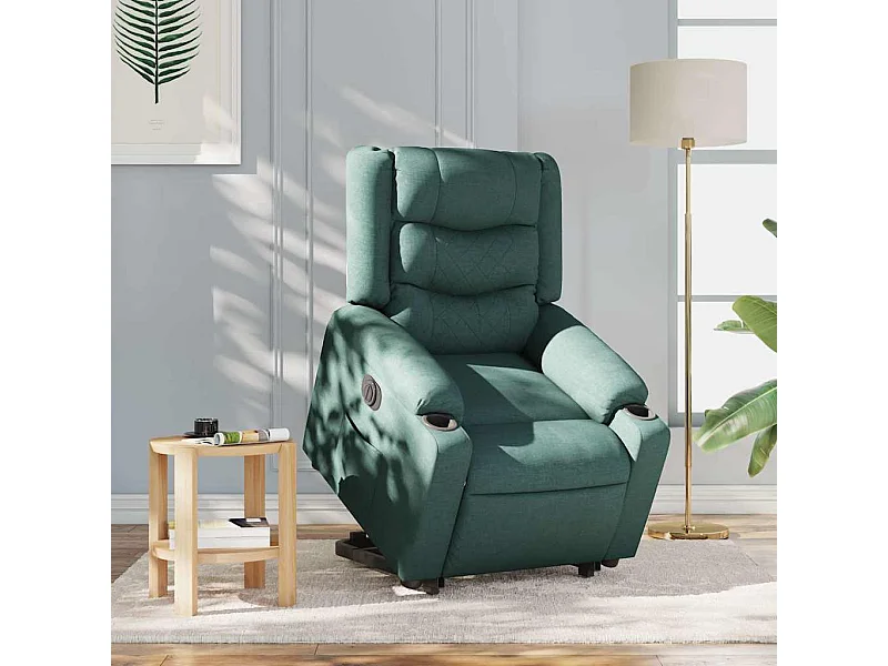 Silla de relax | Sillón eléctrico reclinable elevable de tela verde oscuro SHL7091