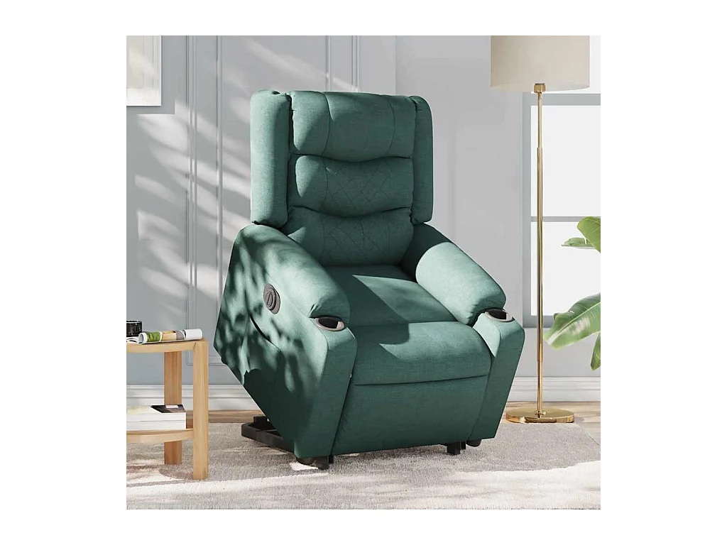 Silla de relax | Sillón eléctrico reclinable elevable de tela verde oscuro SHL7091