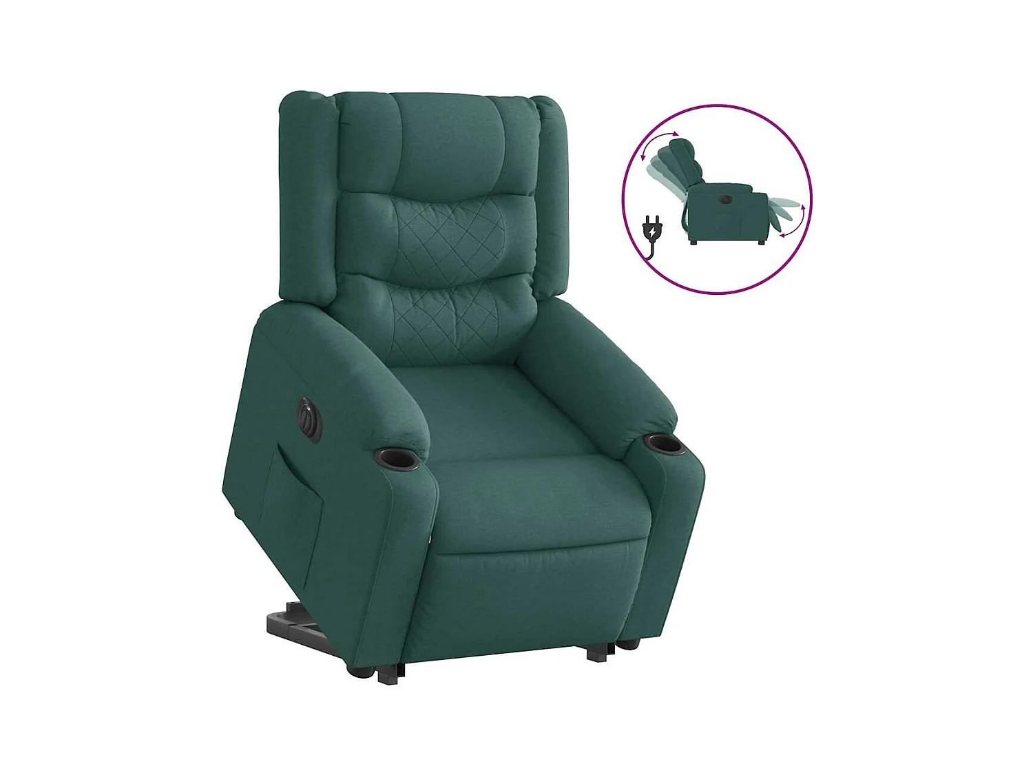 Silla de relax | Sillón eléctrico reclinable elevable de tela verde oscuro SHL7091