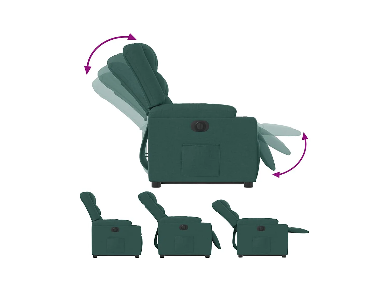 Silla de relax | Sillón eléctrico reclinable elevable de tela verde oscuro SHL7091