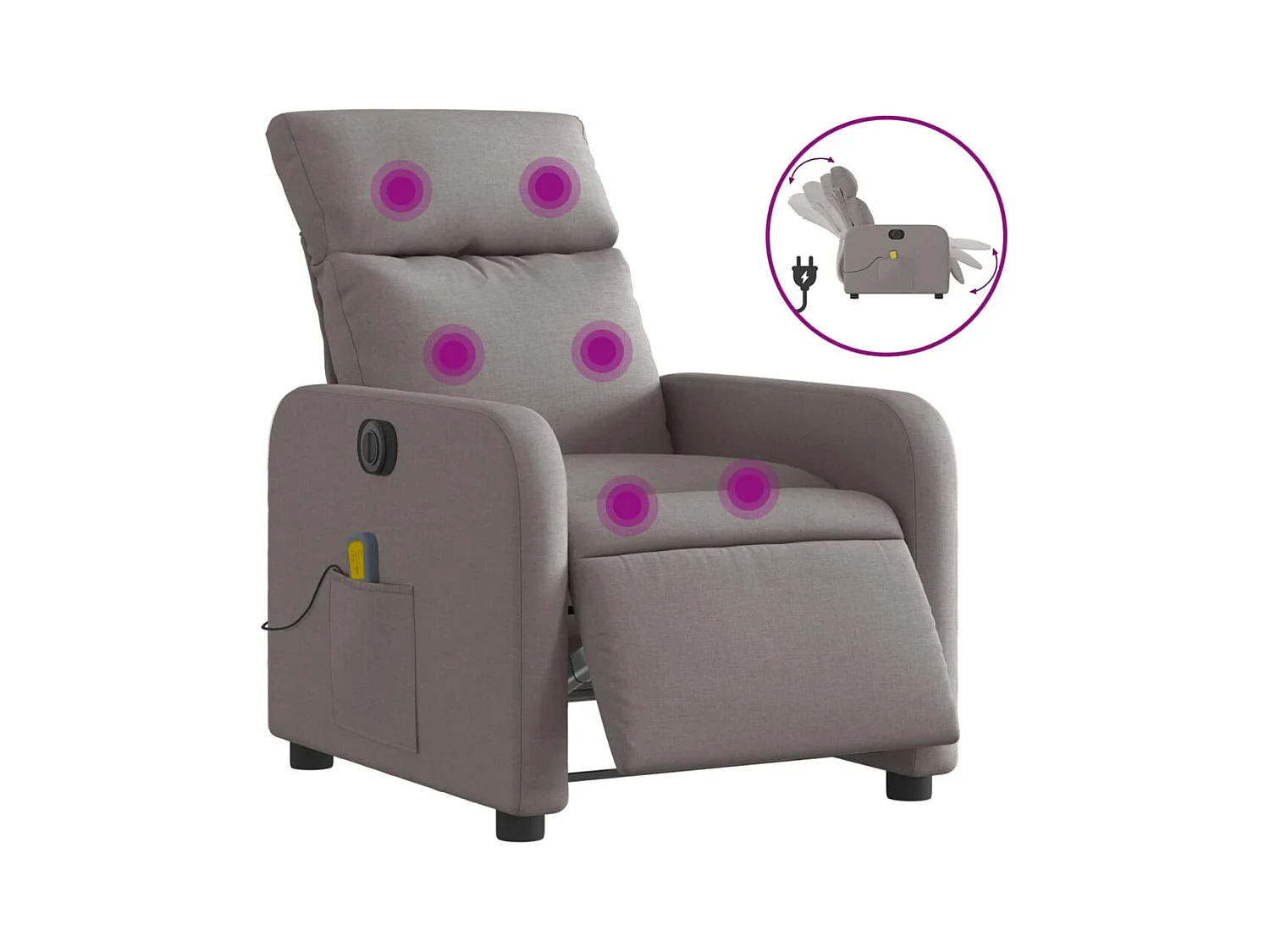 Fauteuil inclinable électrique-Fauteuil de massage de Salon Taupe Tissu SHL1754