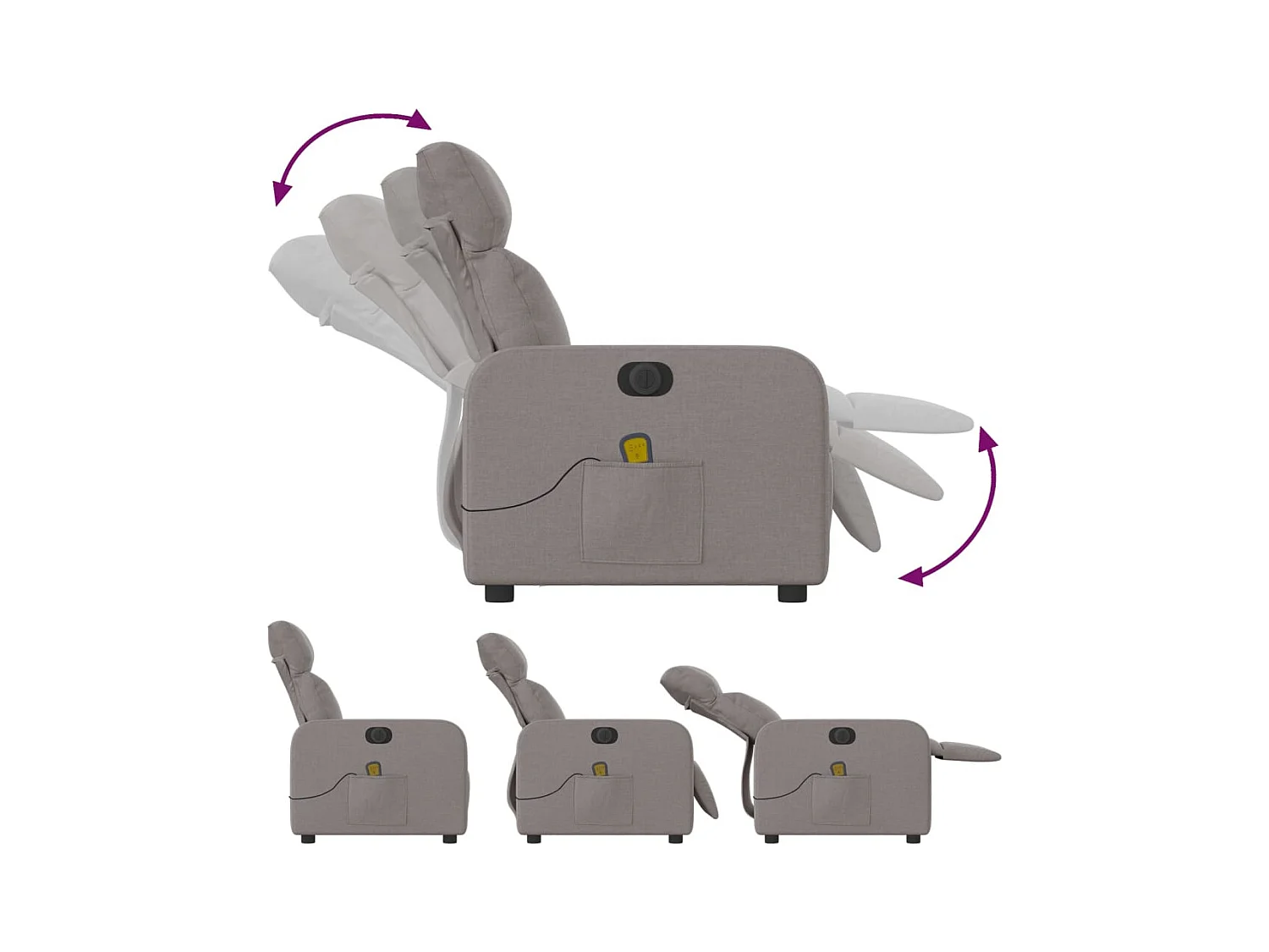 Sillón de relax | Sillón reclinable de masaje eléctrico tela gris taupe SHL3618