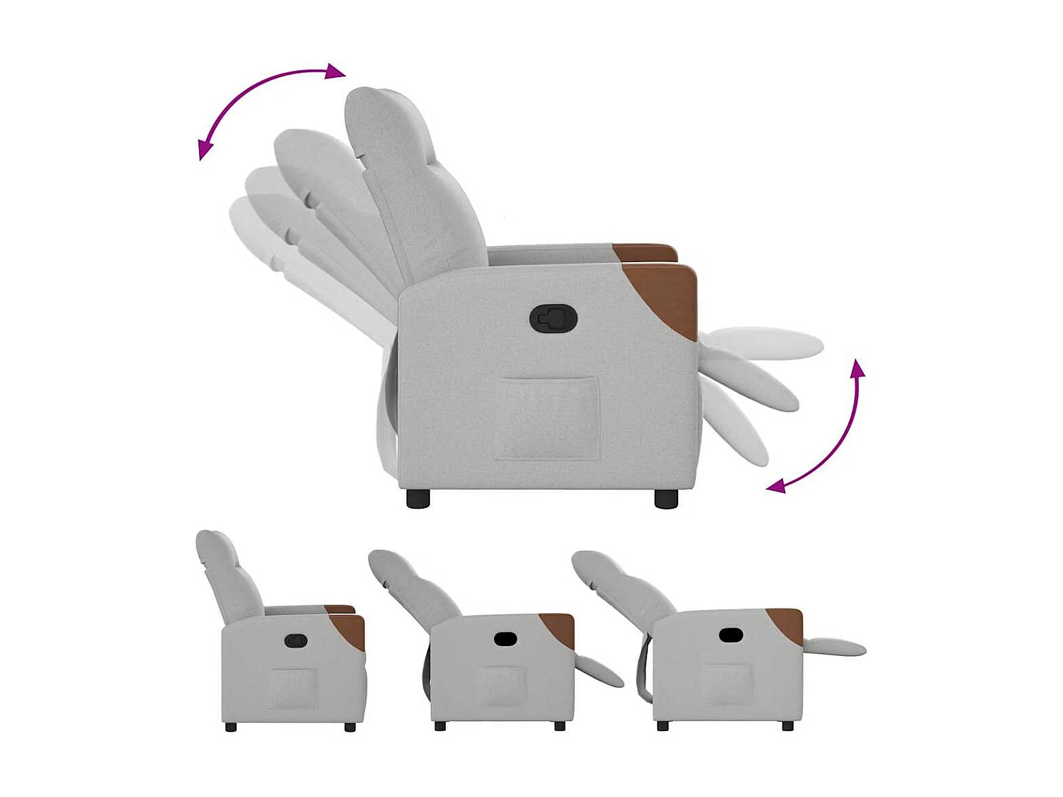 Fauteuil inclinable-Chaise de relax-Fauteuil TV gris nuage tissu SHL4771