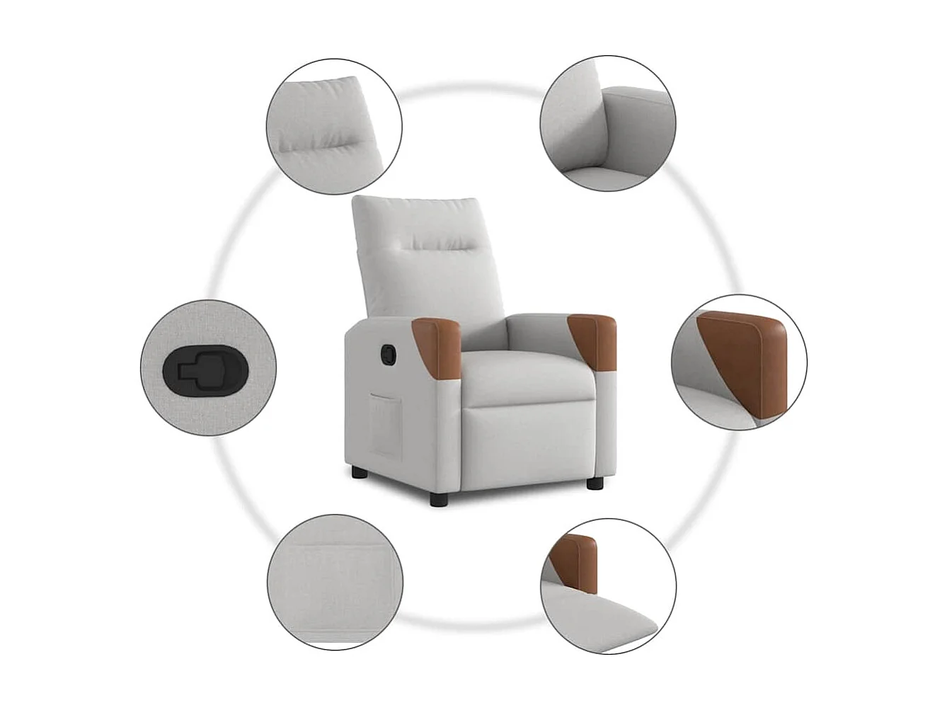 Fauteuil inclinable-Chaise de relax-Fauteuil TV gris nuage tissu SHL4771