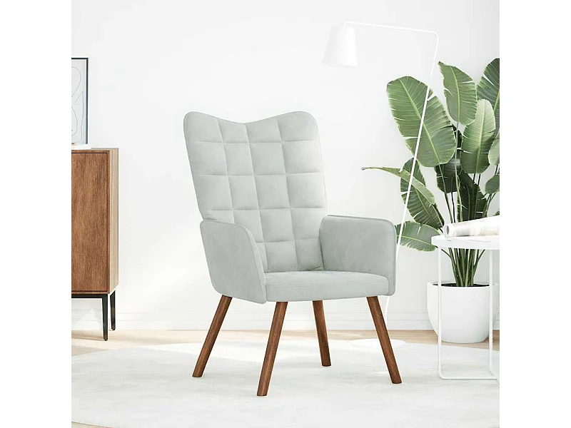 Fauteuil de Salon-Chaise de relaxation moderne Gris clair Velours SHL5115