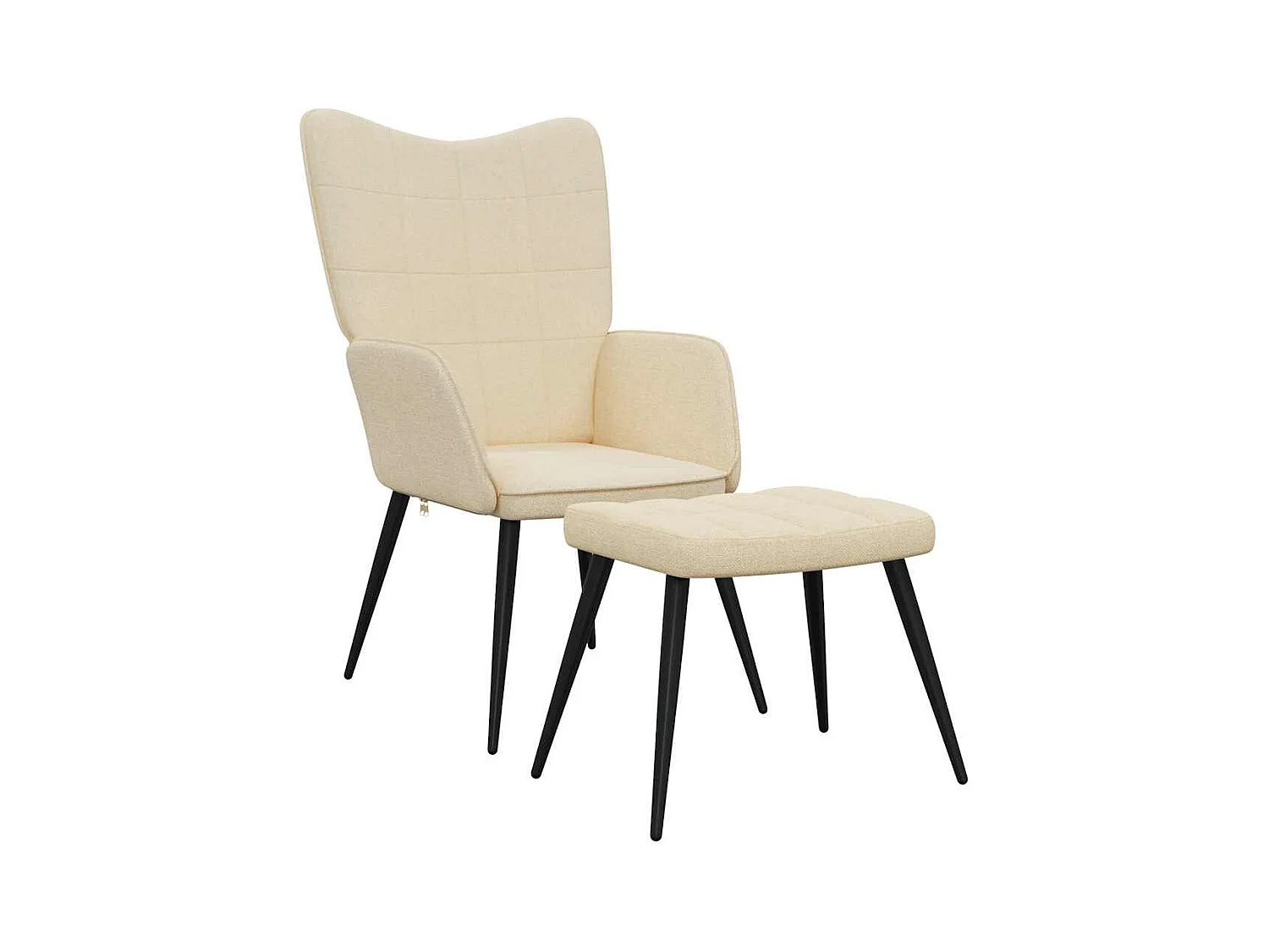 Chaise de relaxation moderne avec tabouret-Fauteuil de Salon Crème Tissu SHL3519