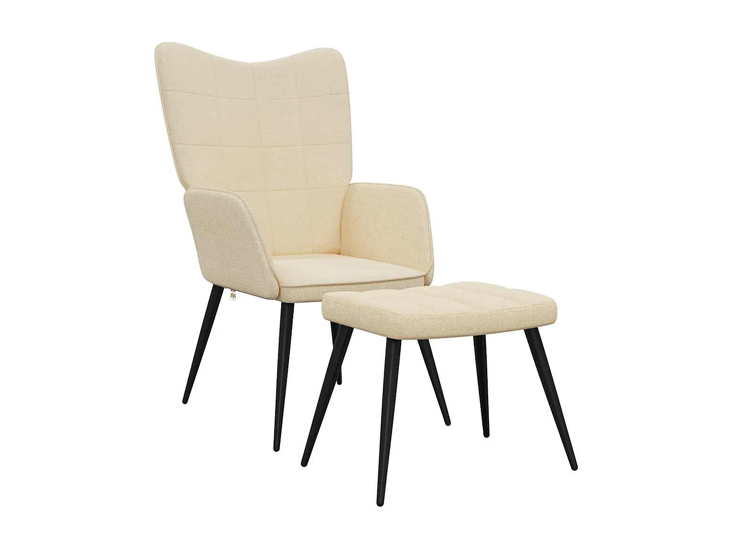 Relaxsessel mit Hocker | Lounge Sessel Creme Stoff SHL2670