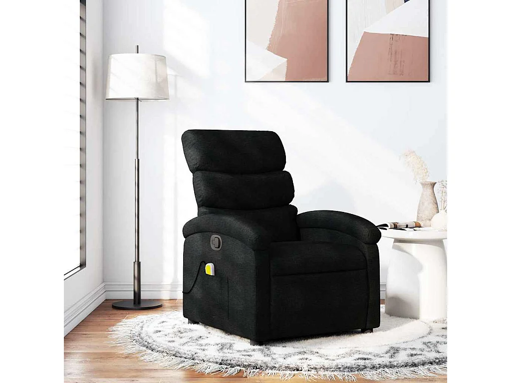 Fauteuil inclinable-Fauteuil salon-Fauteuil de massage Noir Tissu SHL4279