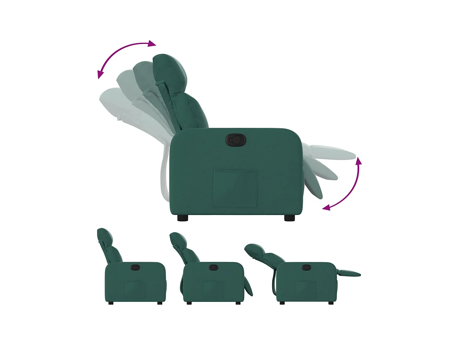 Sillón de relax | Silla | Sillón reclinable de tela verde oscuro SHL8914