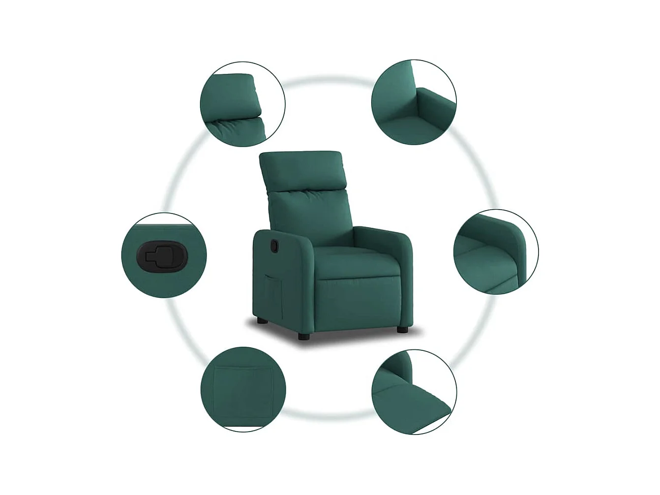 Sillón de relax | Silla | Sillón reclinable de tela verde oscuro SHL8914
