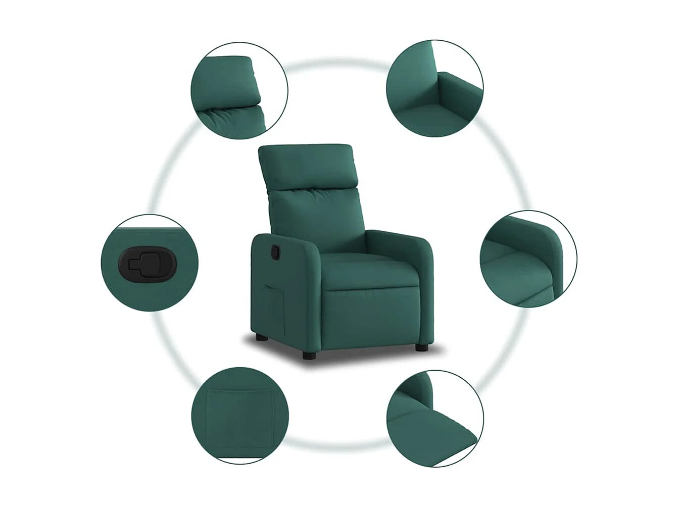 Relaxstoel | Fauteuil verstelbaar stof donkergroen