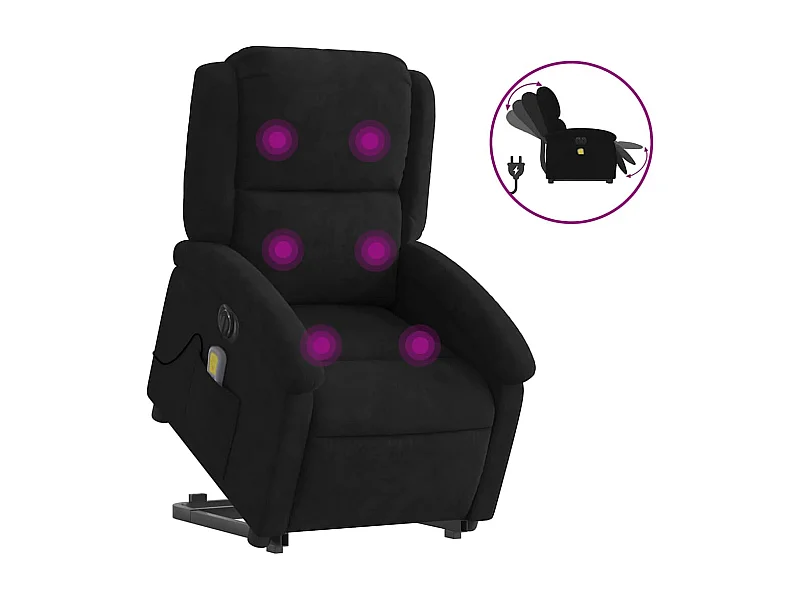 Sillón de salón | Silla | Sillón de masaje reclinable elevable terciopelo negro SHL2861