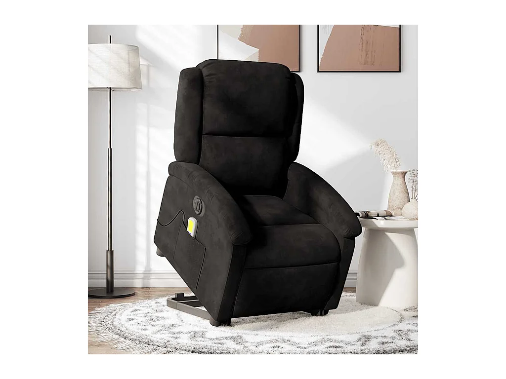 Sillón de salón | Silla | Sillón de masaje reclinable elevable terciopelo negro SHL2861