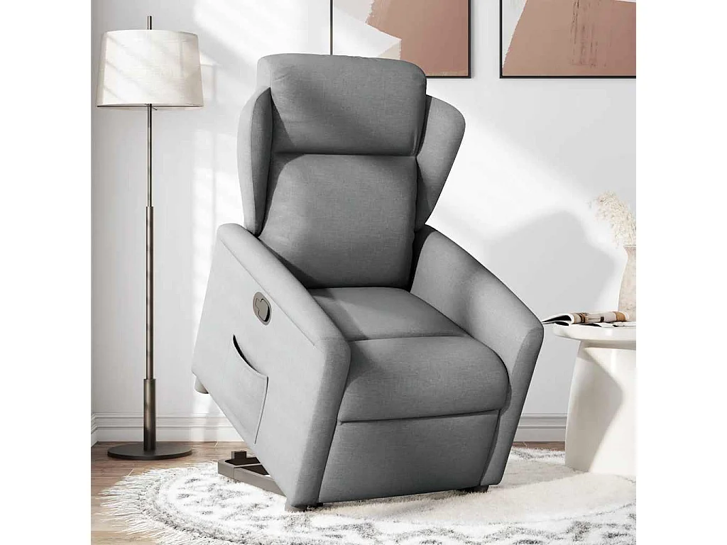 Fauteuil inclinable-Chaise de relax-Fauteuil TV Gris clair Tissu SHL1666