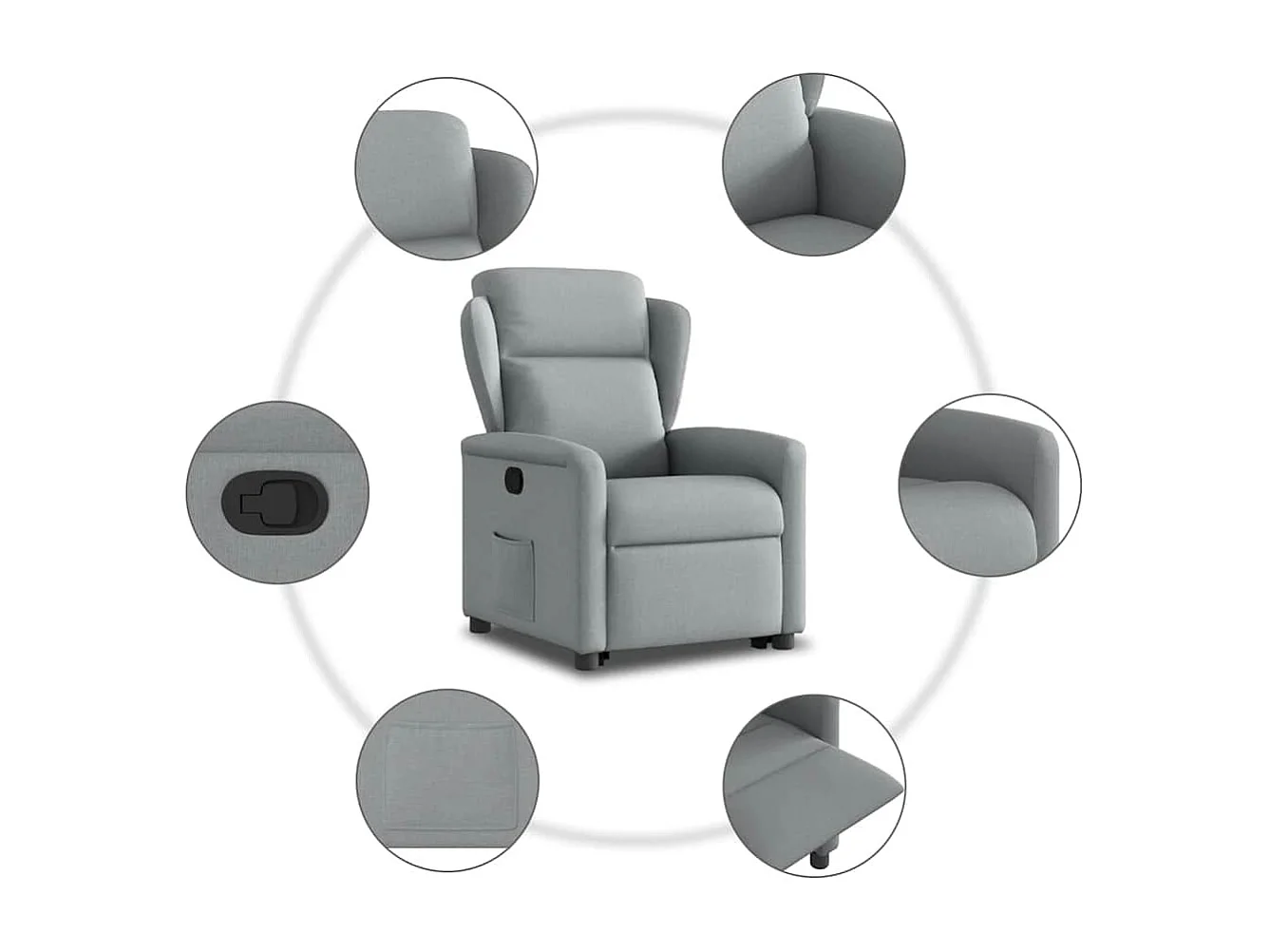 Fauteuil inclinable-Chaise de relax-Fauteuil TV Gris clair Tissu SHL1666