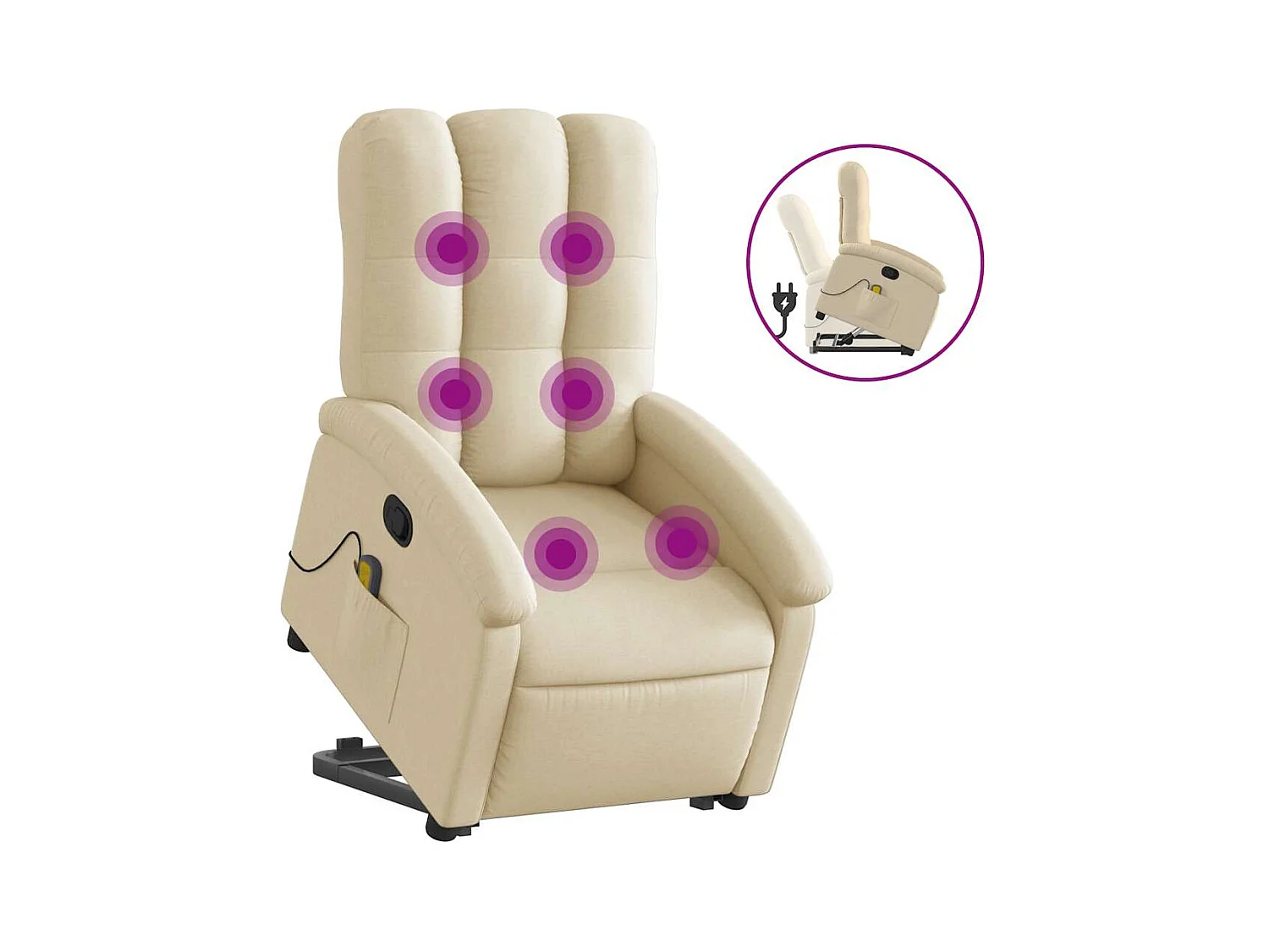 Poltrona elevatória de massagens tecido cor creme SHL811767