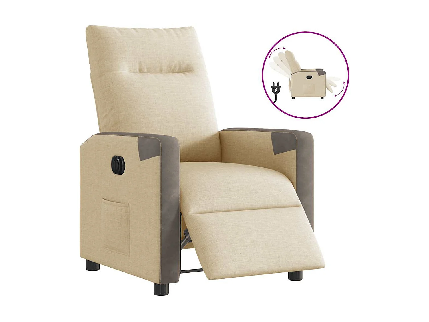 Fauteuil inclinable électrique-Chaise de relax-Fauteuil TV Crème Tissu SHL1597