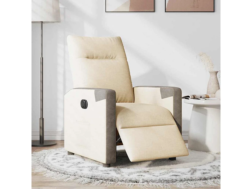 Fauteuil inclinable électrique-Chaise de relax-Fauteuil TV Crème Tissu SHL1597