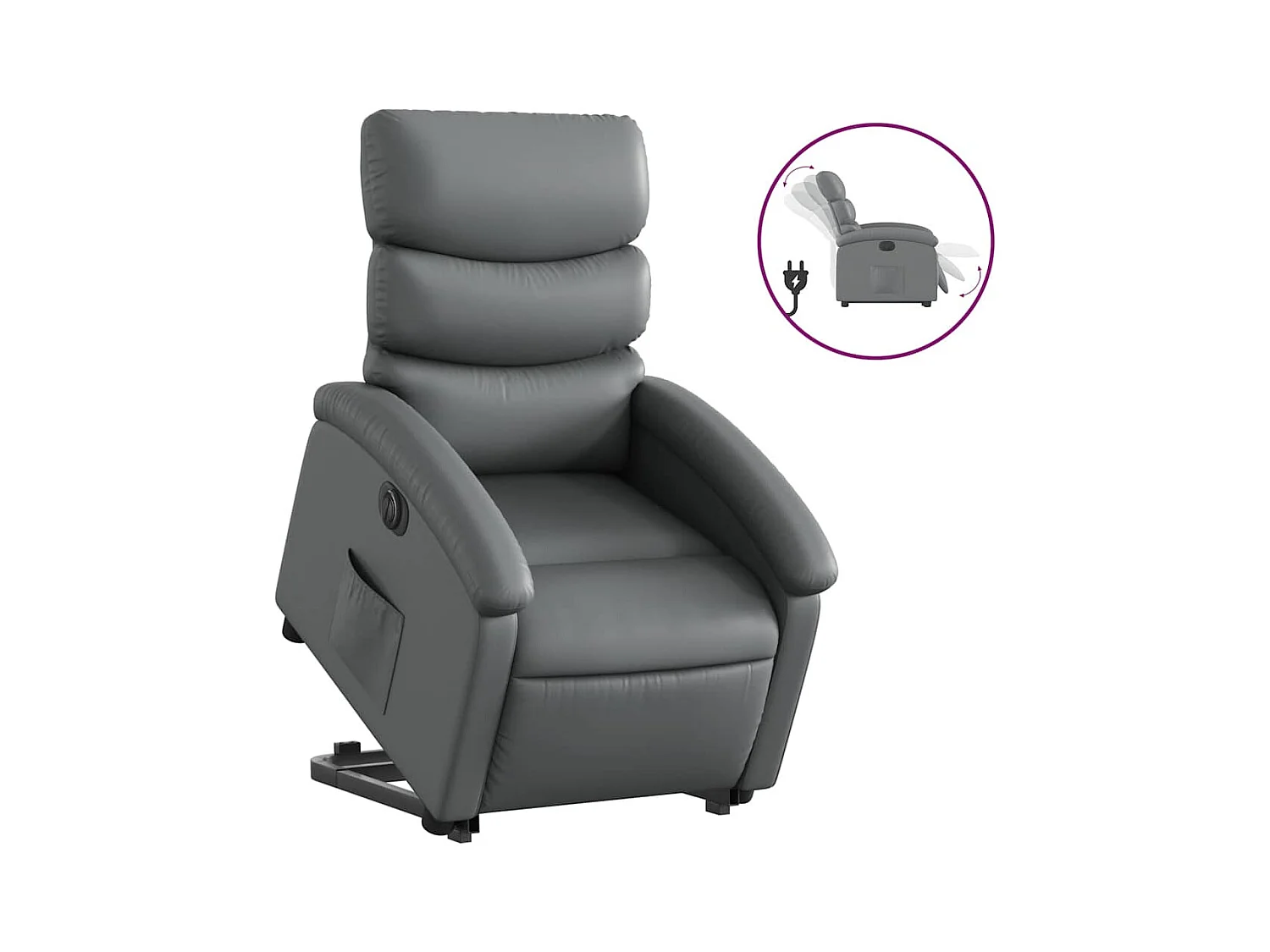 Sillón de relax | Sillón reclinable elevable eléctrico de cuero sintético gris SHL2397
