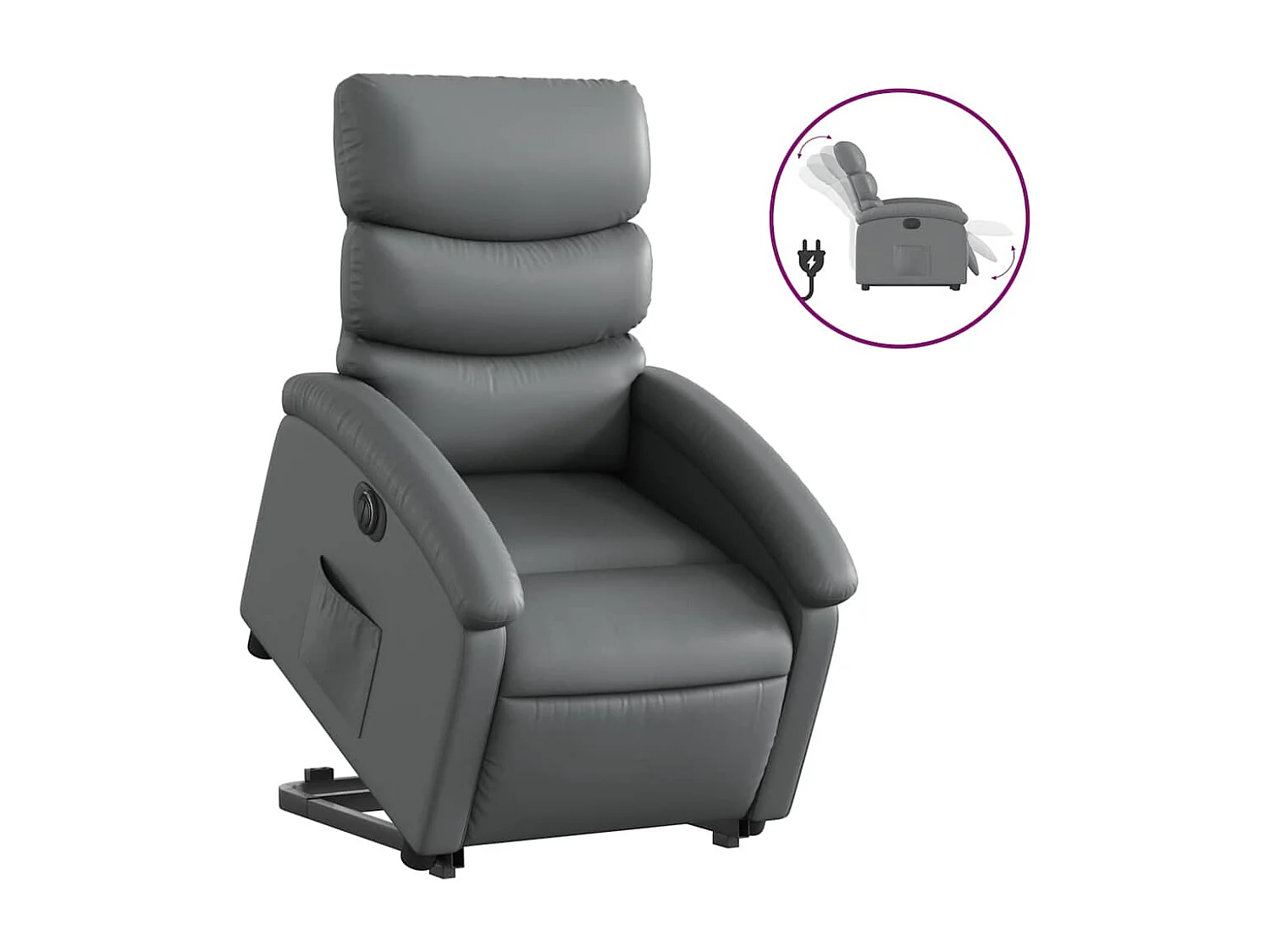 Sillón de relax | Sillón reclinable elevable eléctrico de cuero sintético gris SHL2397