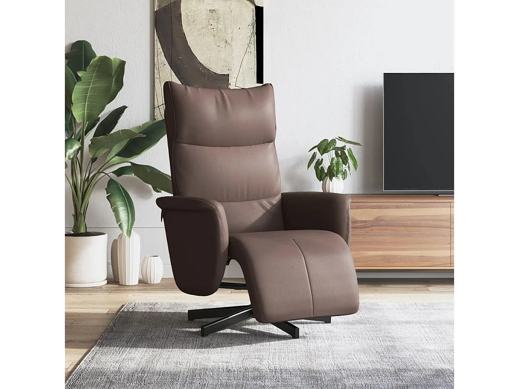 Fauteuil inclinable-Fauteuil salon avec repose-pieds marron similicuir SHL2328