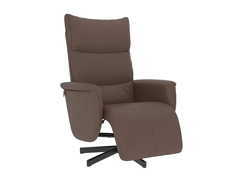 Fauteuil inclinable-Fauteuil salon avec repose-pieds marron similicuir SHL2328