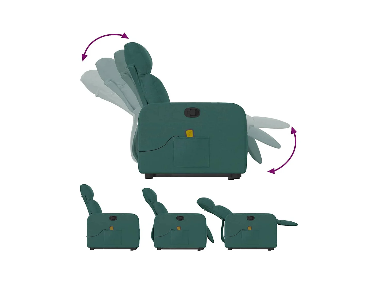 Poltrona Confortável | Poltrona reclinável elevatória de massagens tecido verde-escuro SHL720816