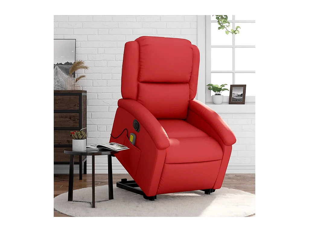 Sillón de salón | Silla | Sillón de majaje elevable eléctrico cuero artificial rojo SHL2763