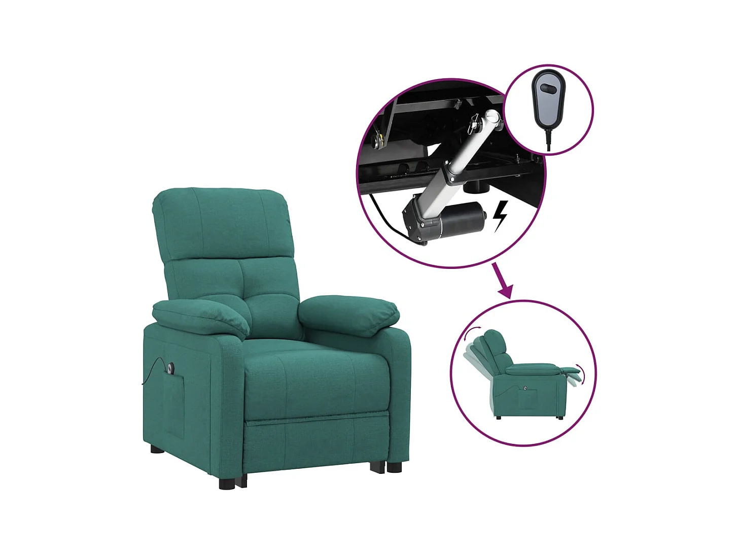 Sillón de relax | Silla | Sillón reclinable eléctrico tela verde oscuro SHL4840