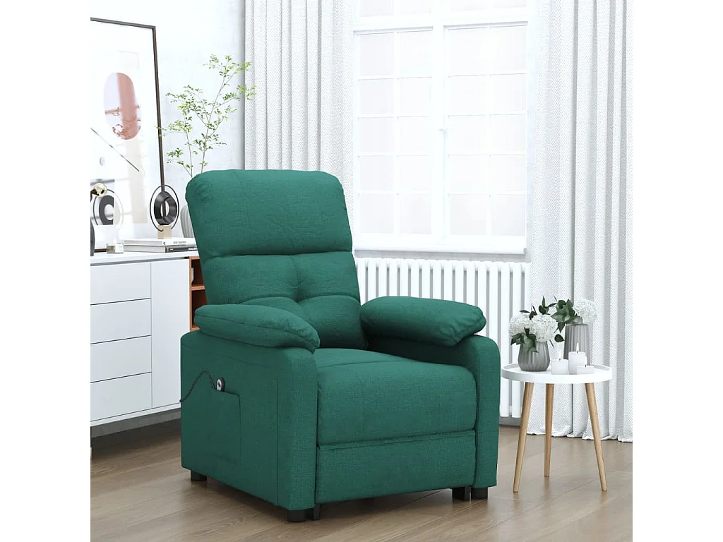Relaxsessel Elektrisch | Lounge Sessel indoor Dunkelgrün Stoff SHL45158