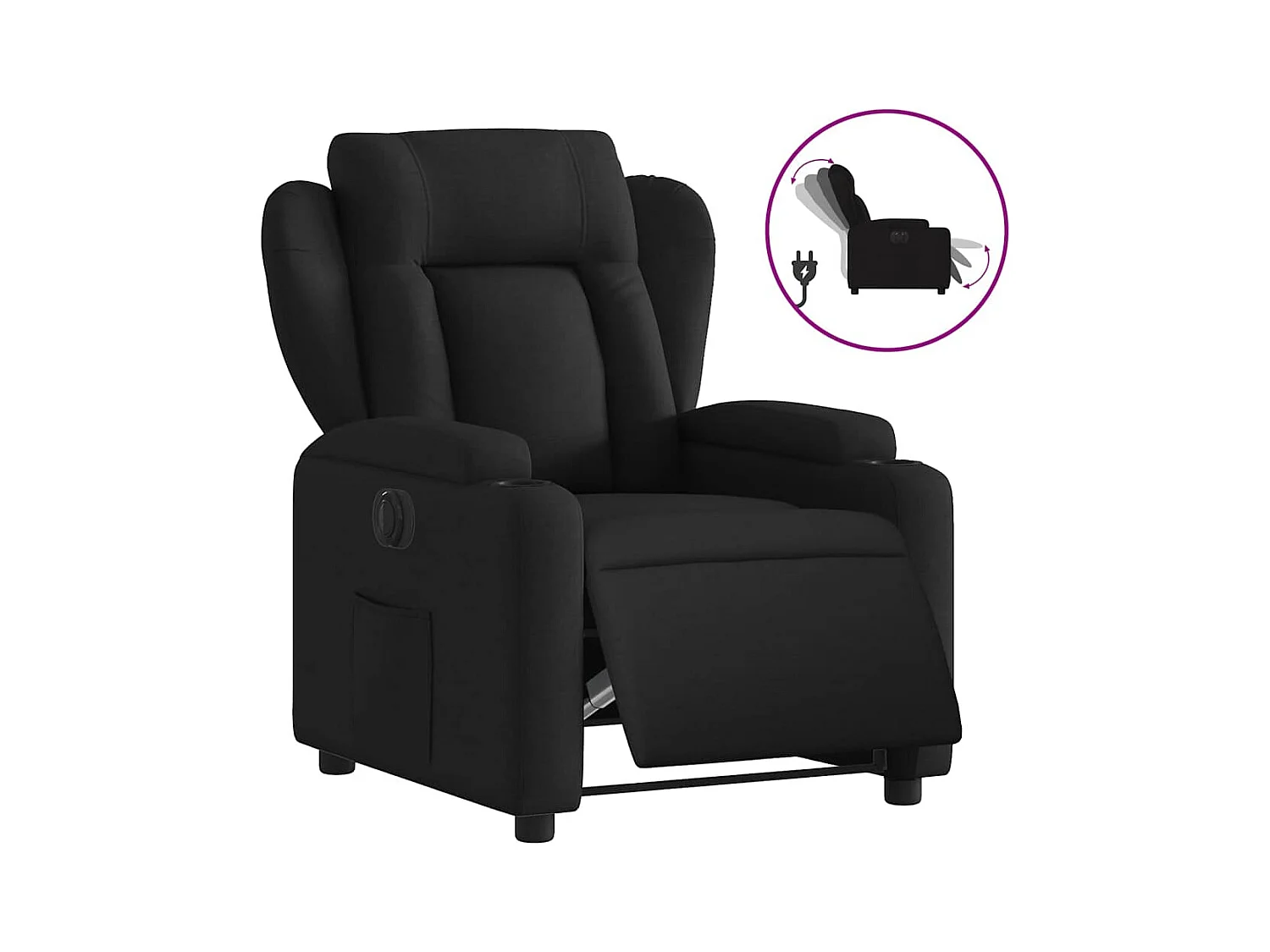 Fauteuil inclinable électrique-Chaise de relax-Fauteuil salon Noir Tissu SHL4731