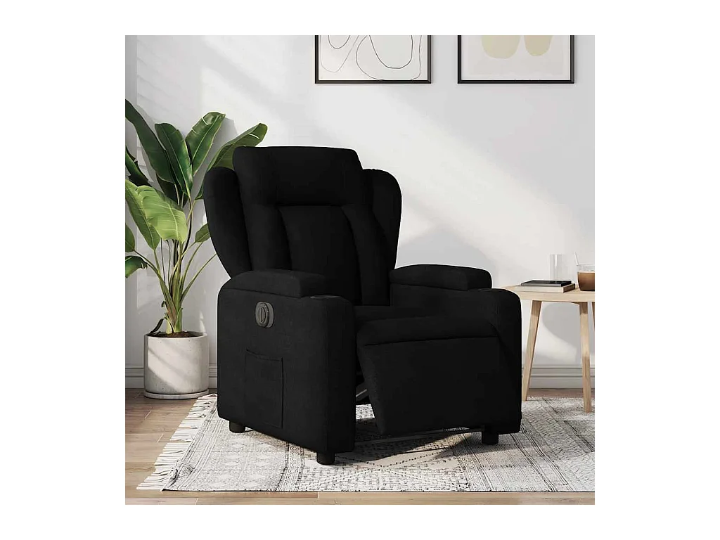 Fauteuil inclinable électrique-Chaise de relax-Fauteuil salon Noir Tissu SHL4731