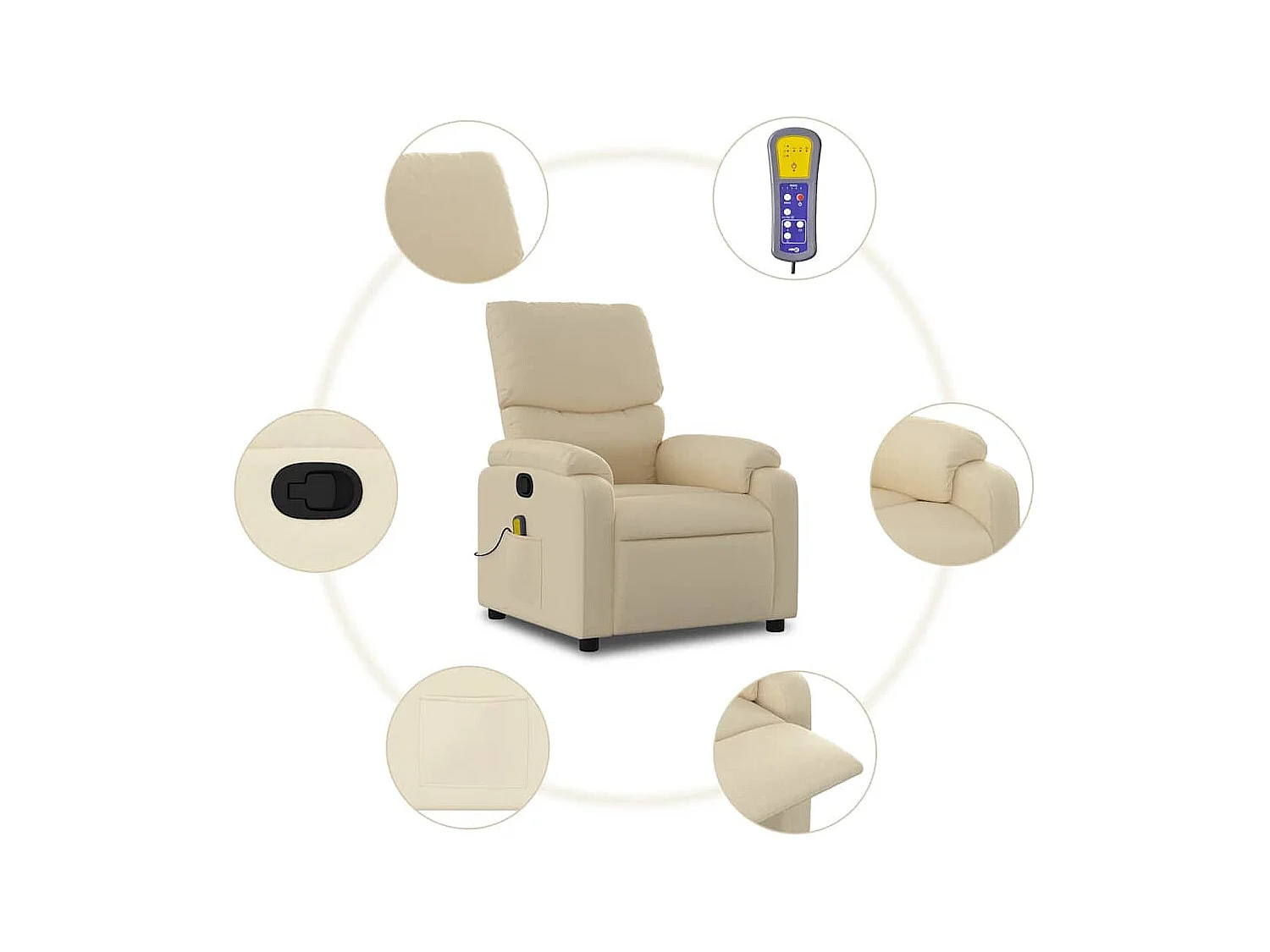 Sillón de salón | Silla | Sillón de masaje reclinable de tela crema SHL8021